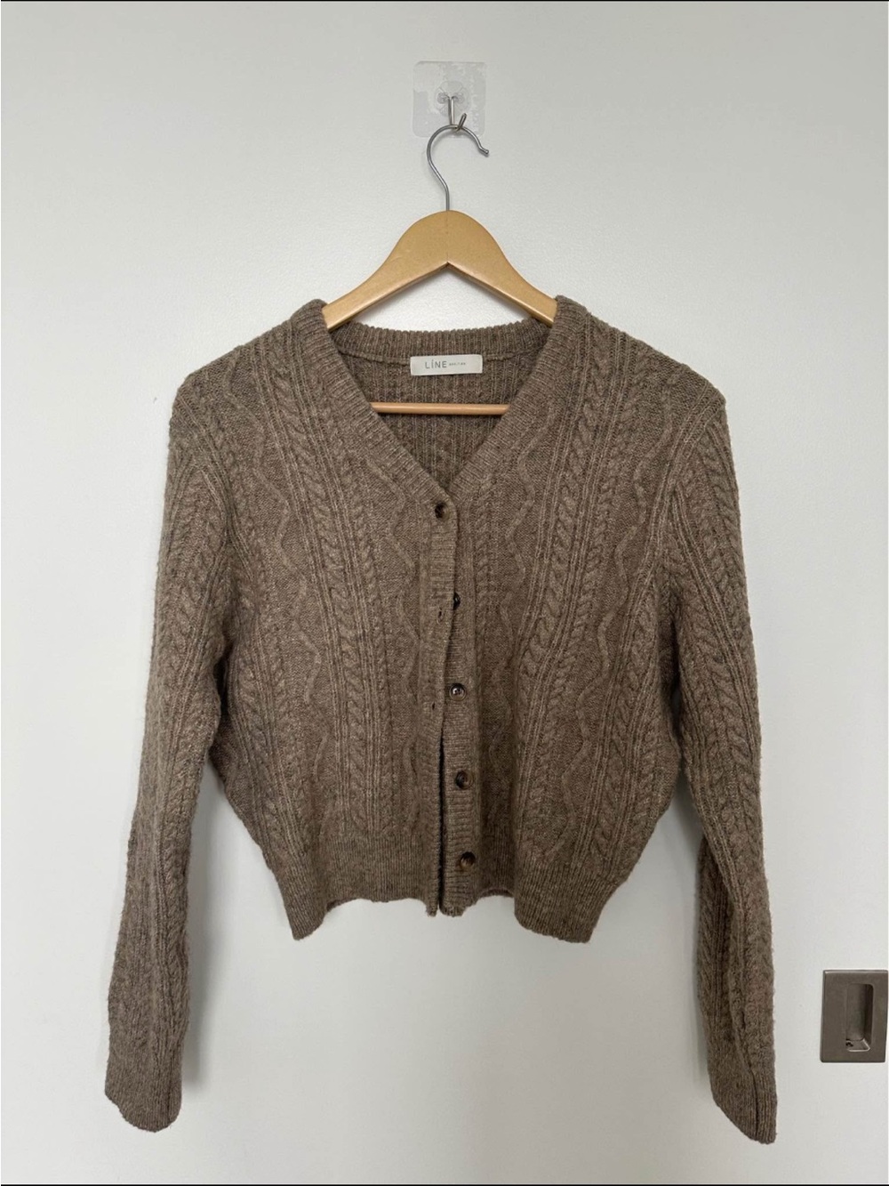Brown taupe cable knit cardigan